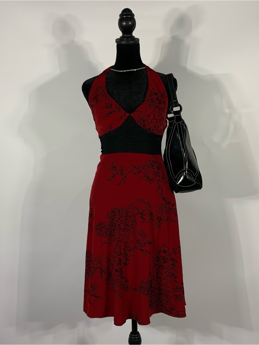 Y2K Red Floral Halter Midi Dress  Fairycore Coquette Dress